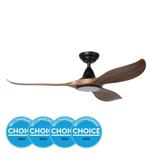 Eglo Noosa 52" Ceiling Fan Black and New Teak with Light 20684807 