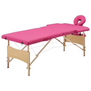  Foldable Massage Table 2 Zones Wood Pink A949-110185