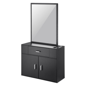 Salon Organizer, Wall-Hanging Unit for Hairdressers, Complete with 3 Holders, Mirror, Dual-Door Sto E415-SLJDLBGSDJZ03SAG3V0
