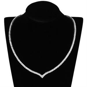 3W938 - Rhodium Brass Jewelry Sets with AAA Grade CZ  in Clear A874-3W938