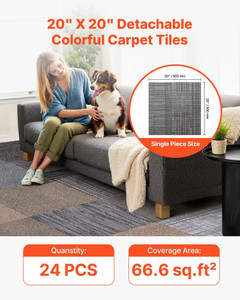 Carpet Tiles Reusable 20x20 inch, 24 PCS Modular Carpet Square Rug, Commercial Floor Soft Padded fo E415-KCXFKDT2424IJUMHI001V0
