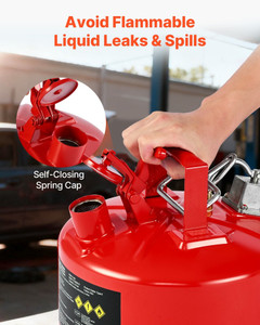 Safety Gas Can, 2.5 Gallon Type II Red Safety Can for Gasoline with Stainless Steel Flame Arrester, E415-IIXAQGHSJS25Y4I7A001V0