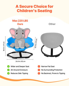 Kids Swivel Chair, 220 lbs Capacity, Cylinder Shape Sensory Spinning Chair, Autistic Kids Sensory T E415-ETZYLSGTKJS604MIZ001V0