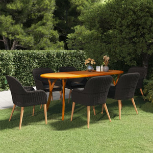  7 Piece Patio Dining Set Black A949-3072094