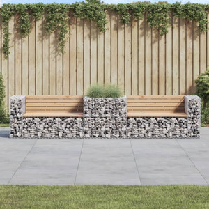  Garden Bench With Gabion Basket Natural wood and silver A949-3196245