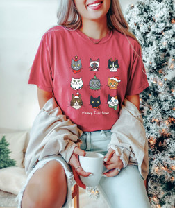 Christmas Cat Shirt Holiday Cat Tshirt Gift Gifts for Cat Lover Xmas Cats Tee Cat T Shirt Oversized Z915-4SJEbA1dfJ72