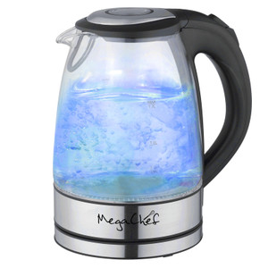 MegaChef 1.7Lt. Glass and Stainless Steel Electric Tea Kettle D970-MGKTL-1761