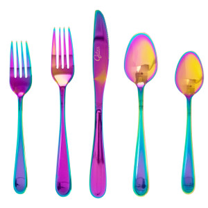 Gibson Home Stravidia 20 Piece Flatware set in Rainbow Stainless Steel D970-137381.20