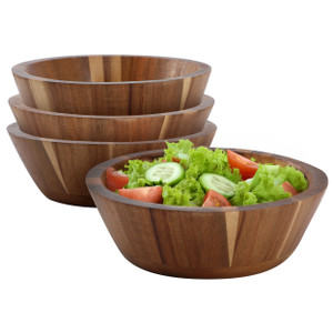MegaChef 4 Piece 6.75 Inch Acacia Wood Salad Bowl Set D970-MC-A136