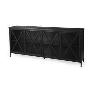 16" Black Iron Sideboard with Four Glass Doors N270-380242