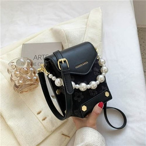 Fashion Small Size Elegant Pearl Chain Wholesale Women Handbag - Black A392-fhbg0310