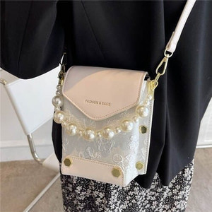 Fashion Small Size Elegant Pearl Chain Wholesale Women Handbag - White A392-fhbg0311