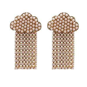 Cloud Raining Design Shining Rhinestone High Fashion Women Stud Earrings - White A392-fear5527