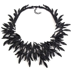 Rhinestone Embellished Leaves Vintage Fashion Women Bib Costume Necklace - Black A392-fane6488