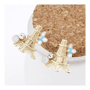 Cutie Czech Rhinestone Inlaid Eiffel Tower Ear Studs A392-fear0120