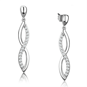 3W1045 - Rhodium Brass Earrings with AAA Grade CZ  in Clear A874-3W1045