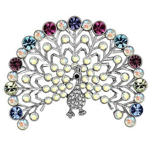 LO2848 - Imitation Rhodium White Metal Brooches with Top Grade Crystal  in Multi Color A874-LO2848