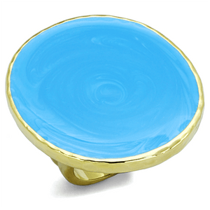 LO3239 - Gold Brass Ring with Epoxy  in Sea Blue A874-LO3239
