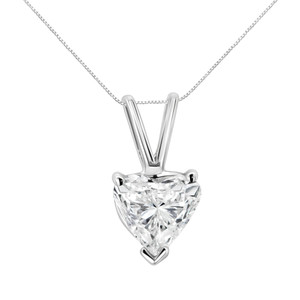 14K White Gold 3/8 Cttw Heart-Shaped Diamond Classic Solitaire 18" Pendant Necklace (H-I Color, VS2 N162-018702NWDM