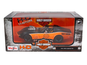 1970 Chevrolet Corvette Harley Davidson Black/Orange 1/24 Diecast Model Car by Maisto F977-32193