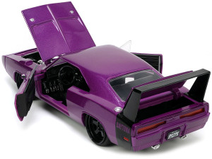 1969 Dodge Charger Daytona Purple Metallic with Black Tail Stripe "Bigtime Muscle" Series 1/24 Diec F977-34036