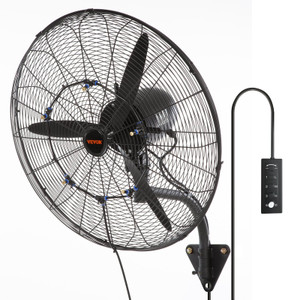 Wall-Mount Misting Fan, 24 Inch, 3-speed High Velocity Max. 7000 CFM, Waterproof Oscillating Indust E415-GYBGSFSYCSS24BCVOV1