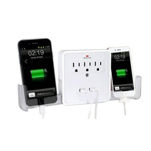 NEW! Classic Combo Wall Adapter W/3 AC Outlets W/Surge Protection And Dual USB Ports To Charge Your K290-1206952968