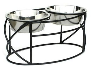Oval Cross Double Raised Feeder Large Black N274-ES01RDB8L