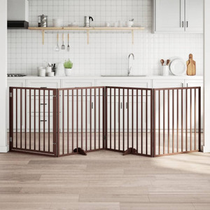 Dog Gate Set of 4 Brown Poplar Wood 126 in total length A949-352203