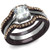 TK1343PC - Two Tone IP Dark Brown (IP coffee) Stainless Steel Ring with AAA Grade CZ  in Clear A874-TK1343PC