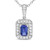 18K White Gold 1/4 Cttw Round Diamond and 6x4mm Purple Tanzanite Halo 18" Pendant Necklace (H-I Col N162-019902NASH