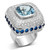 LOA861 - Rhodium Brass Ring with Synthetic Spinel in London Blue A874-LOA861