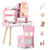 Kids Vanity Set Pretend Play Dressing Table Set with 3-Color Lighting Modes Adjustable Brightness a D681-TP10448PI