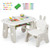 Kids Table and Chair Set with Flip-Top Bookshelf-Gray - Color: Gray D681-UY10062GR