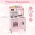 Play Kitchen for Kids Wooden Chef Pretend Playset with 3 Adjustable Heights Microwave-Pink - Color: D681-TP10321PI