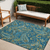 5' X 8' Navy Blue Paisley Washable Non Skid Indoor Outdoor Area Rug N270-561432