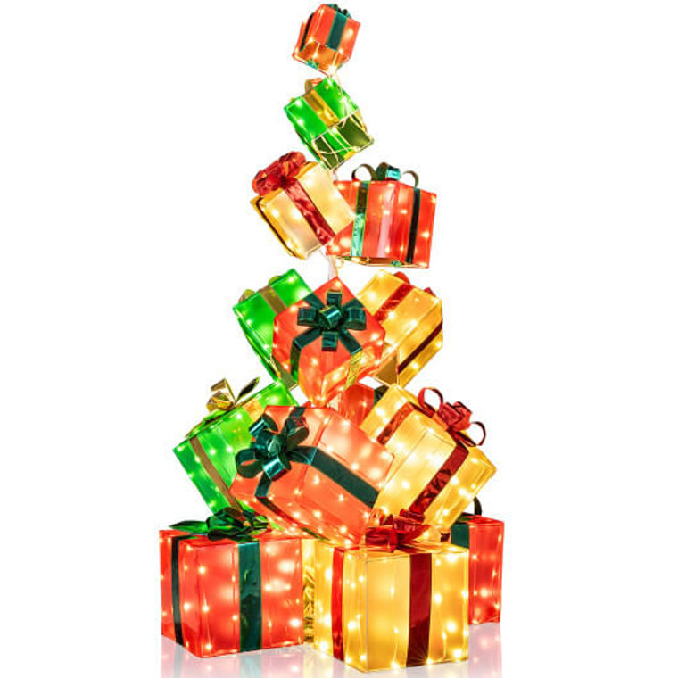 15 PCS Lighted Christmas Boxes with Bowknot and 483 LED Light Bulbs for Indoor Outdoor B593-CM25178CA