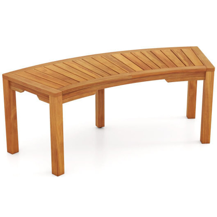 Set of 1 Outdoor Bench Acacia Wood Curved Garden Bench 2-Person - Color: Natural - Size: 1 Piece D681-HW73962-1