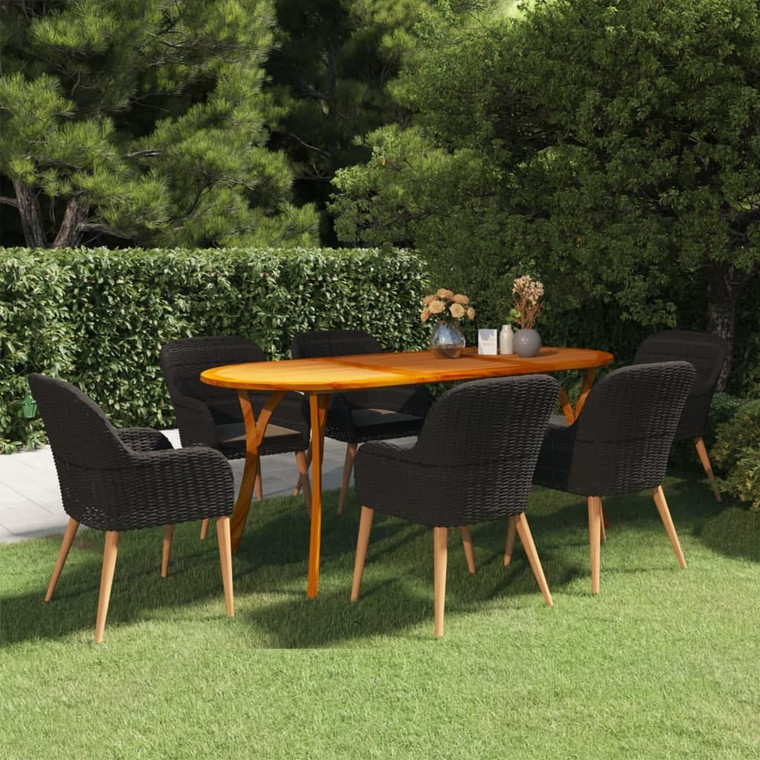 7 Piece Patio Dining Set Black A949-3072094