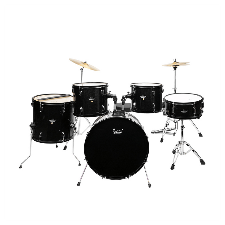 Glarry Full Size Adult Drum Set 5-Piece Black with Bass Drum, two Tom Drum, Snare Drum, Floor Tom,  T575-S0671271065