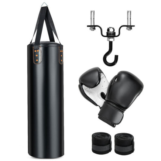 Fitness Room Bundle: Hanging Punching Bag Set + Folding Treadmill B593-R-SP38033+SP38242US-BL