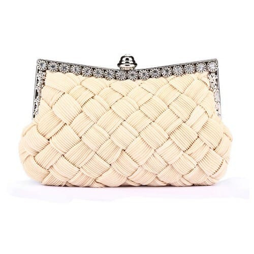 Weaving Threads Pattern with Rhinestone Floral Decorations Fashion Evening Handbag/ Shoulder Bag -  A392-fhbg0103