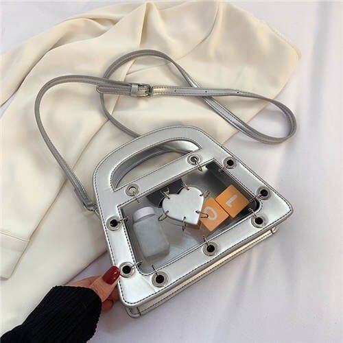 Summer Sweet and Cool Jelly Color Fashion Transparent Women Handbag - Silver A392-fhbg0338