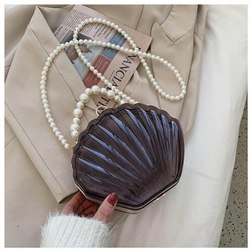 Fashion Pearl Chain Shell Shaped Design Wholesale Women Shoulder Bag - Black A392-fhbg0320