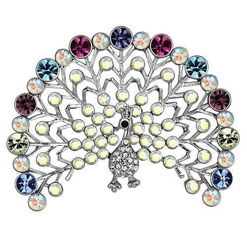 LO2848 - Imitation Rhodium White Metal Brooches with Top Grade Crystal  in Multi Color A874-LO2848
