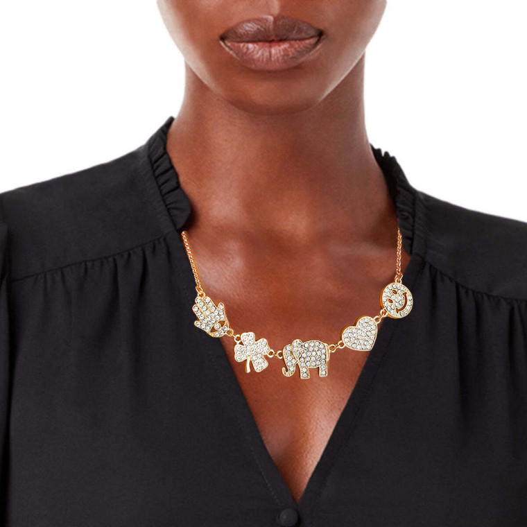 Gold Rhinestone Lucky Charm Set T226-9485773832511