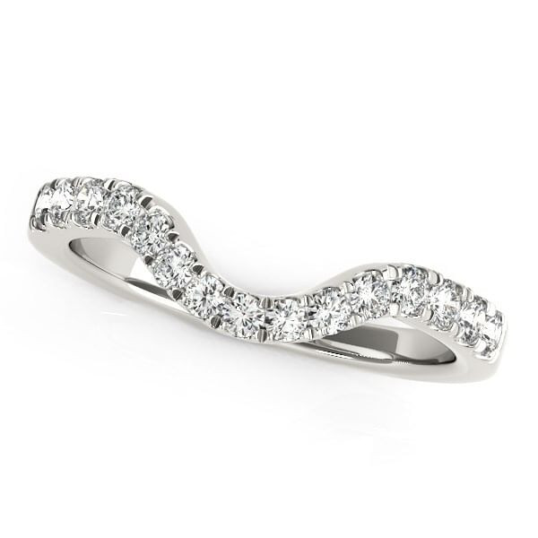 14k White Gold Curved Style Wedding Ring with Diamonds (1/3 cttw) P150-46357-3
