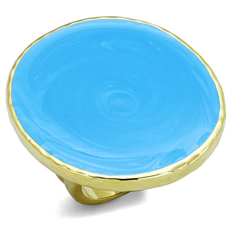 LO3239 - Gold Brass Ring with Epoxy  in Sea Blue A874-LO3239
