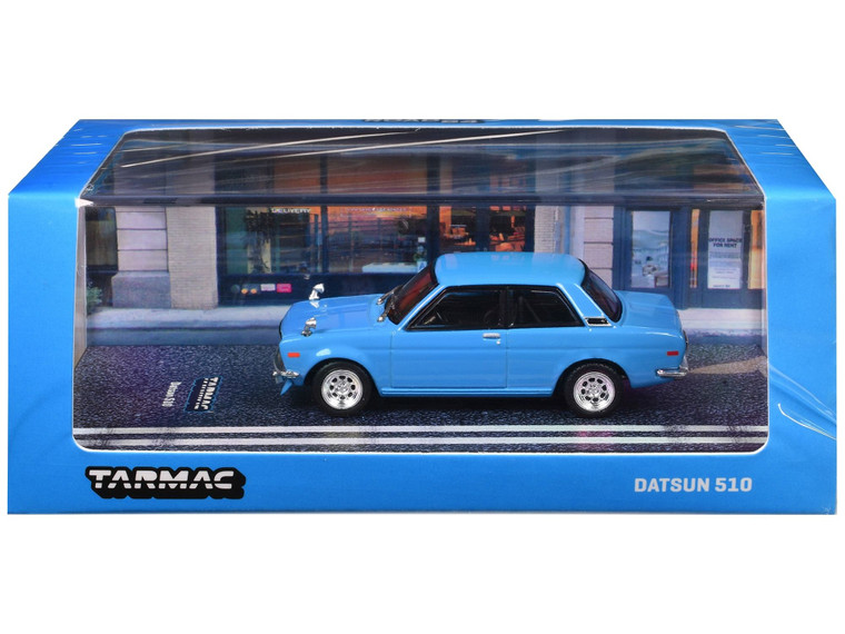 Datsun 510 Light Blue "Road64" Series 1/64 Diecast Model Car by Tarmac Works F977-T64R-052-LB