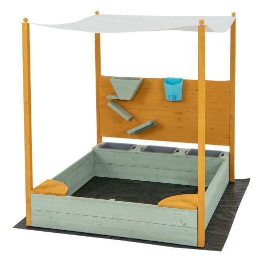 Kids Sandbox with Sand Wall w/ Removable Canopy for Kids 3-8 Years Old D681-TP10202